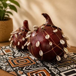 Handcrafted Cowrie Shell Calabash Décor