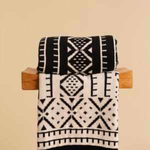 Kichana Wrap – Black Ecru/Navy Linen