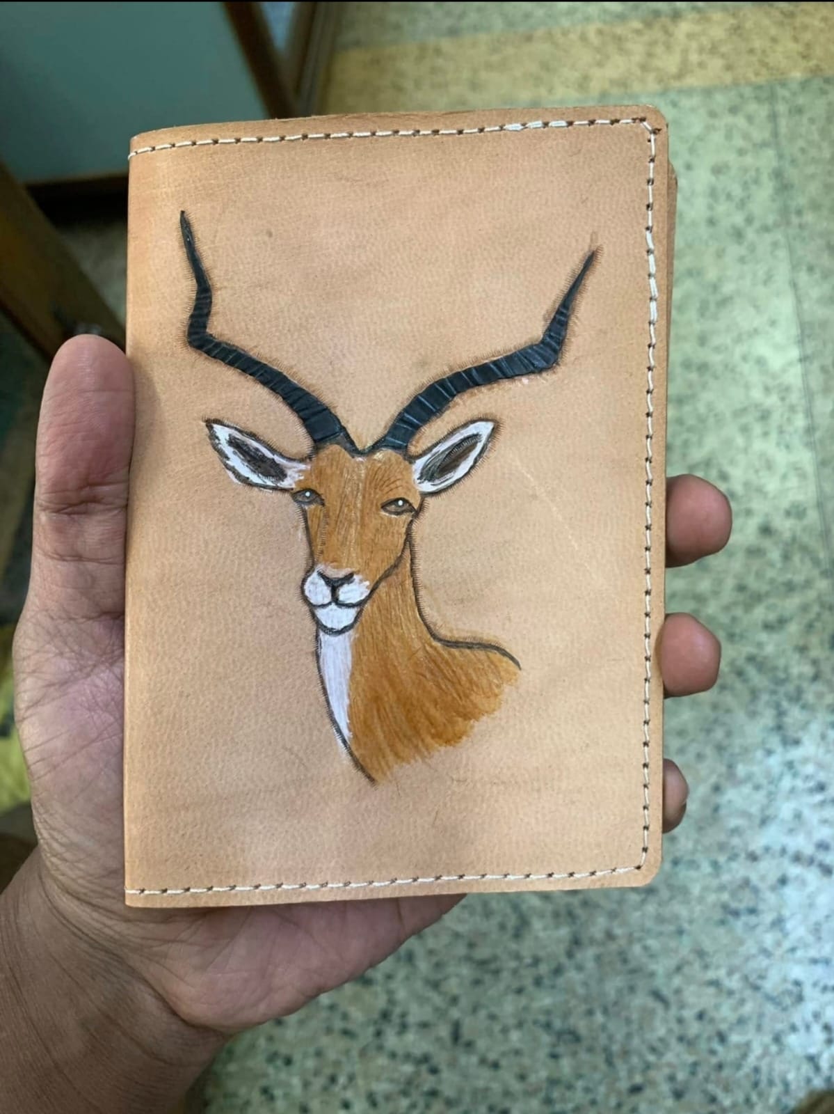 Handcrafted Elephant Leather Passport Holder - Image 2